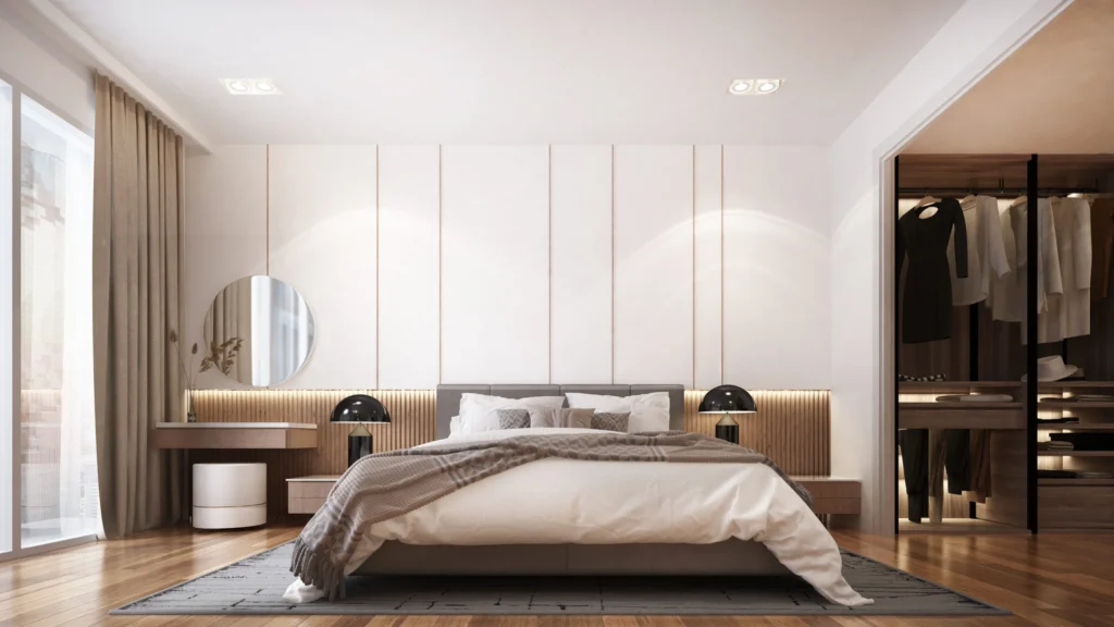 Modern,Luxury,Beautiful,Mock,Up,Scene,Of,Bedroom,And,Walk
